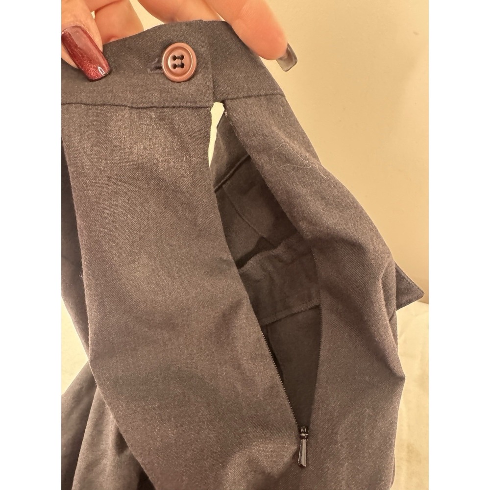 Vintage 90s Gray Back Pleated Midi Skirt 14 Dark Academia Whimsigoth Military - Picture 7 of 11